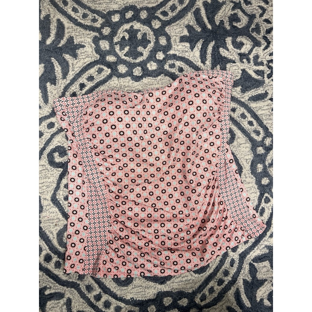Lands End Wood Lily Pink Geometric Bandeau Tankini Swim Top 14 Strapless 522621